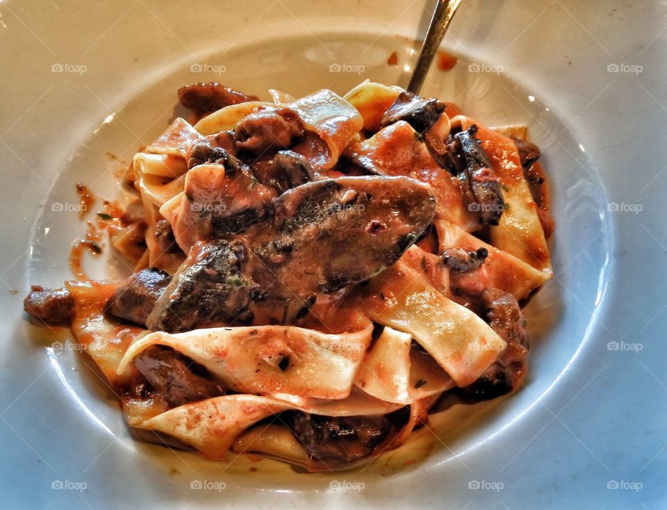 Fettuccine With Mushrooms. Pasta Comfort Food
