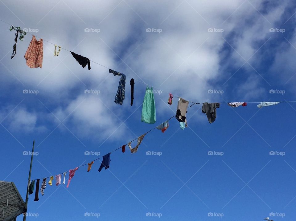 Low angle view of clothesline