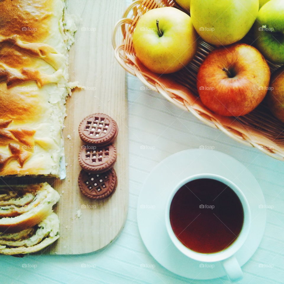 Homemade cake with apples