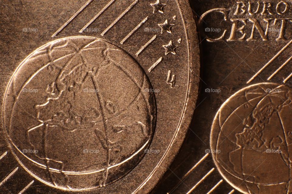 Euro cent coin earth Globe