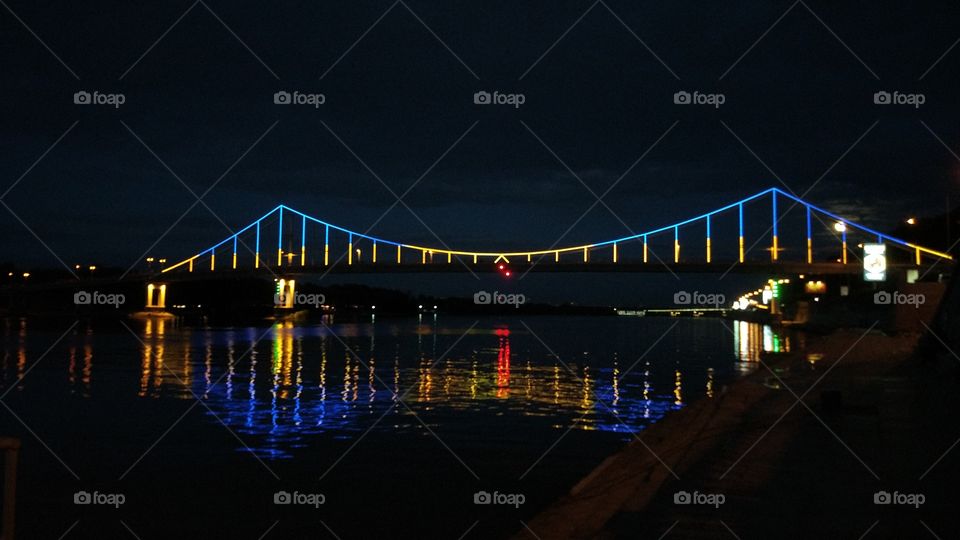 Bridge, Water, River, Sunset, Dusk