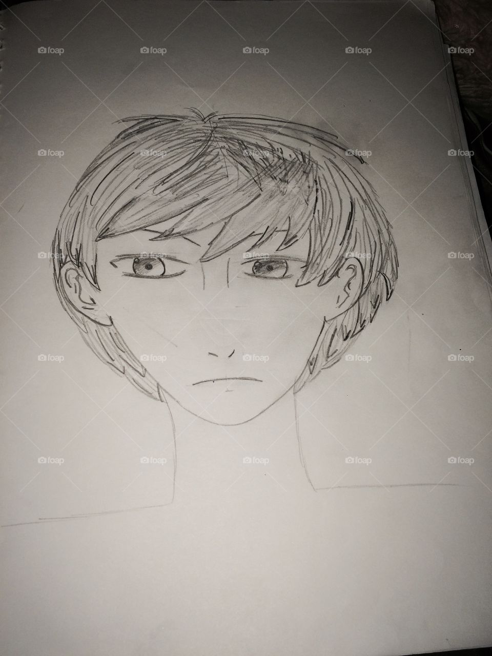 Anime drawing of a boy