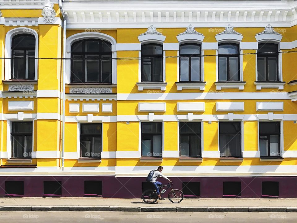 Riding bicycle in the city 