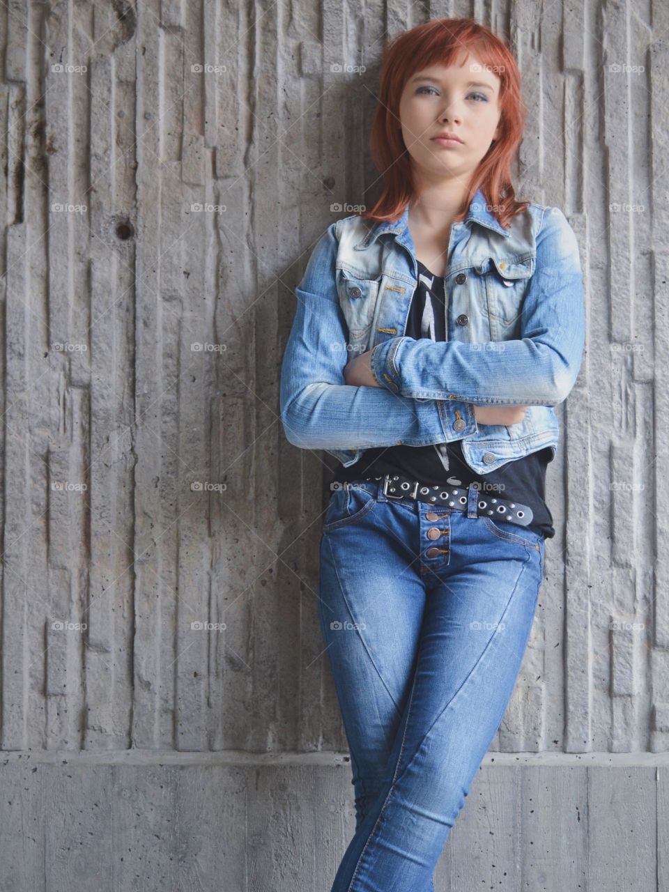 Girl in denim clothed