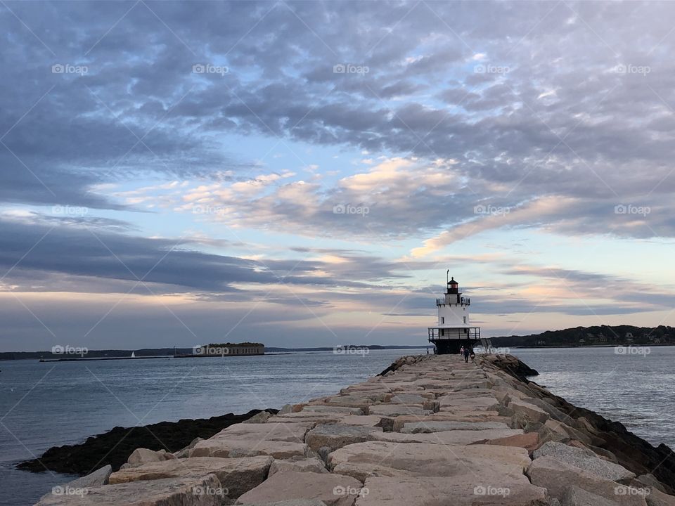 Spring Pointe Ledge Lighthouse at dusk