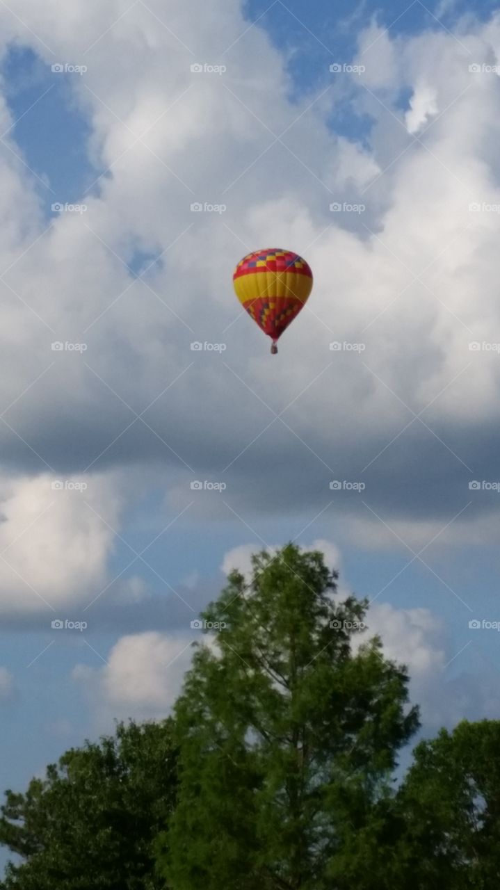 Hot Air Balloon in Lexington. A hot air balloon lands in Jacobson Park, Lexington, KY.