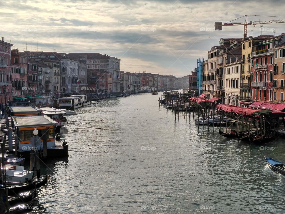 City landscape sourrounded by water in Venice, Italy.