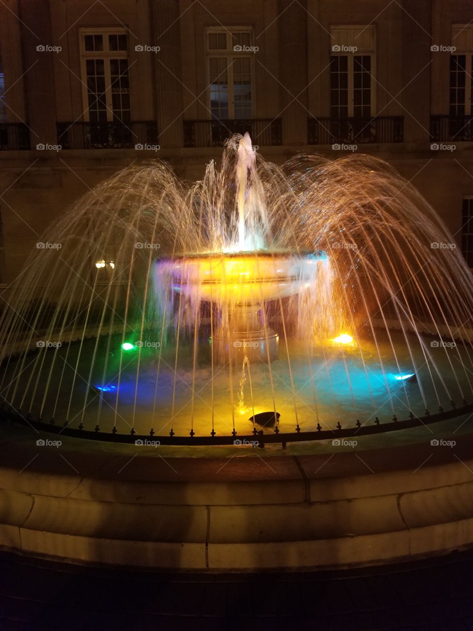 Colorful Fountain at Night