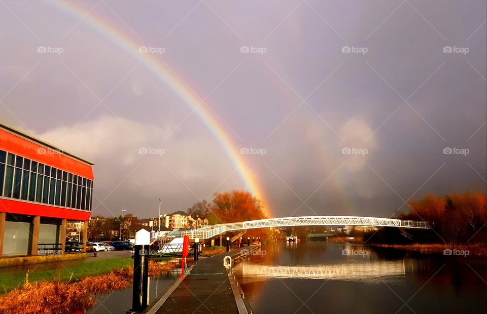 rainbow over Lough Erne in Enniskillen Co Fermanagh