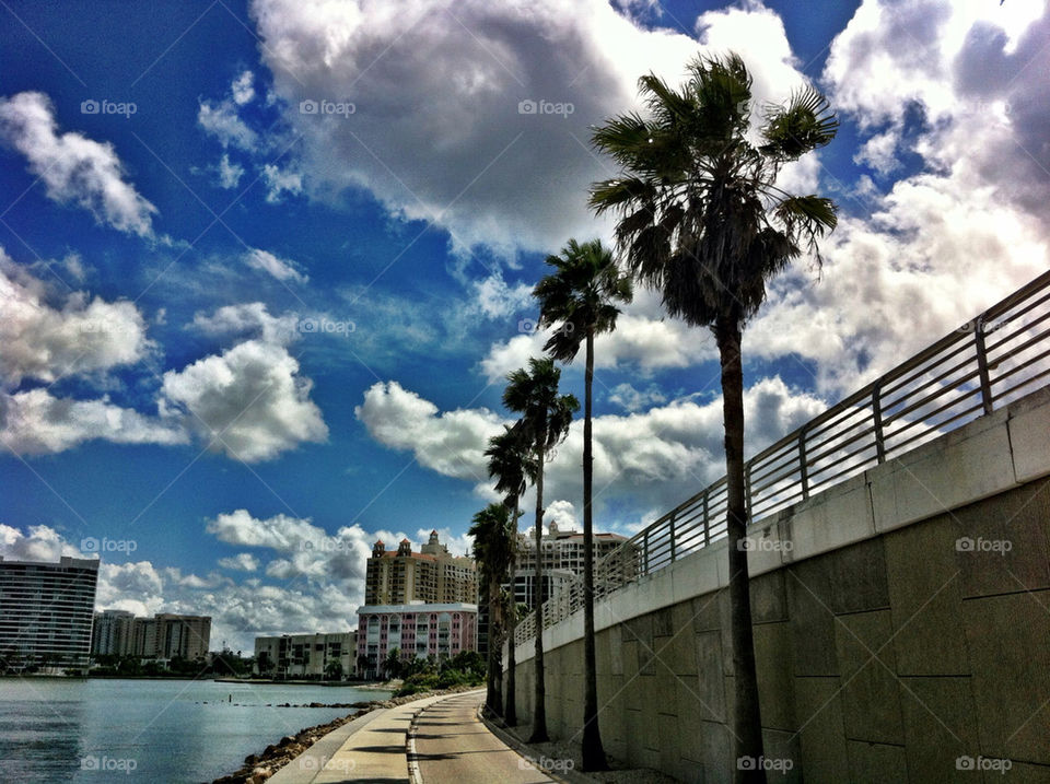 blue clouds water bridge by vegatron