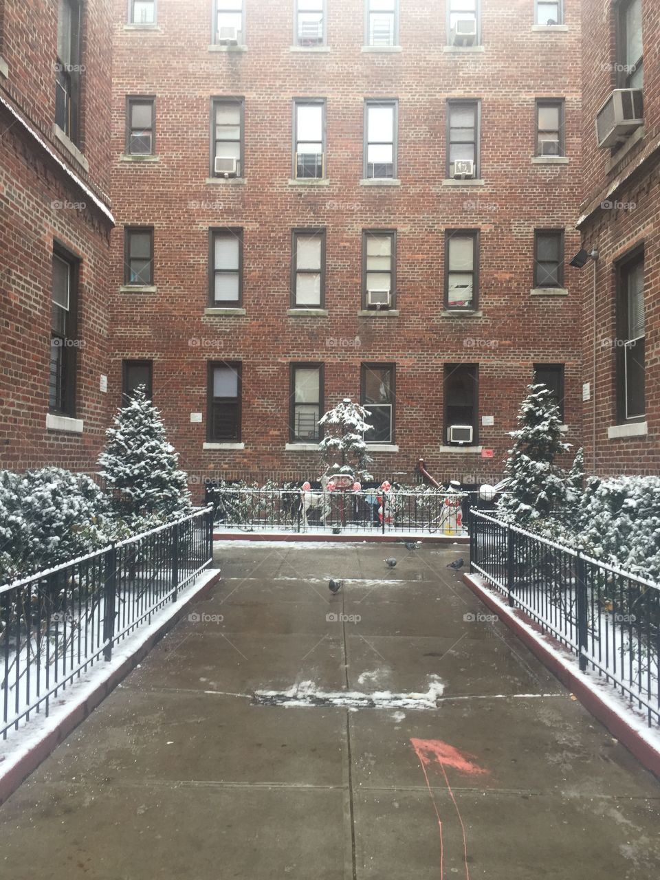 2nd snowfall on decorated Christmas in New York 