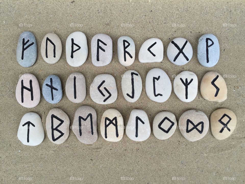 Runic alphabet on stones