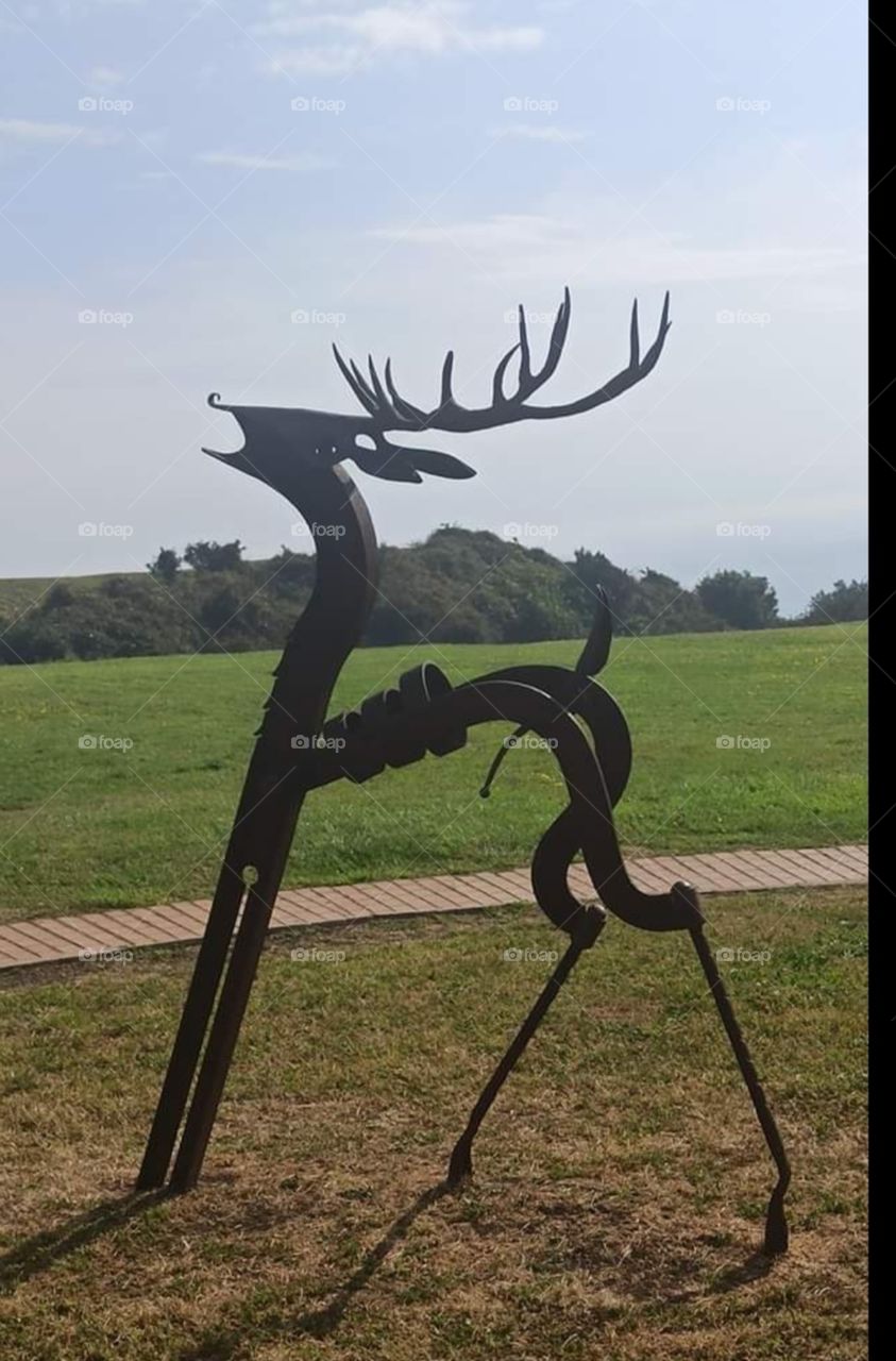 Iron deer sculpture