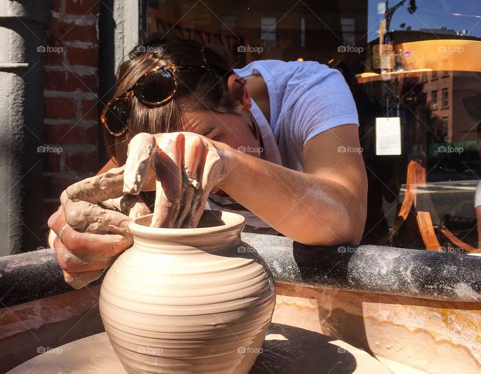 Hand crafted pots on a peddle wheel by a master potter. 