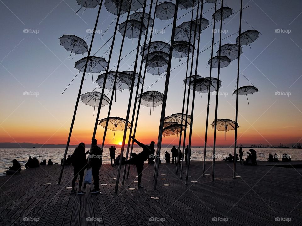 Enjoying the sunset by the sea in Thessaloniki
