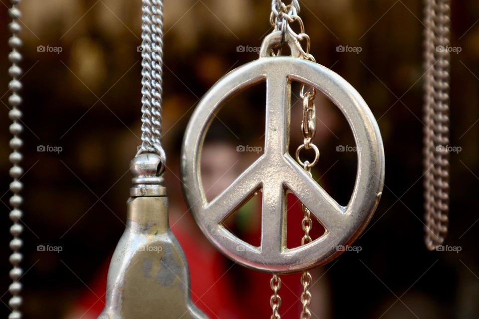 Peace symbol pendant in flea market 