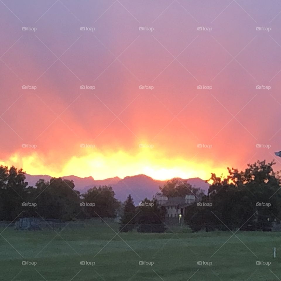 Bright and colorful  Colorado  sunset.