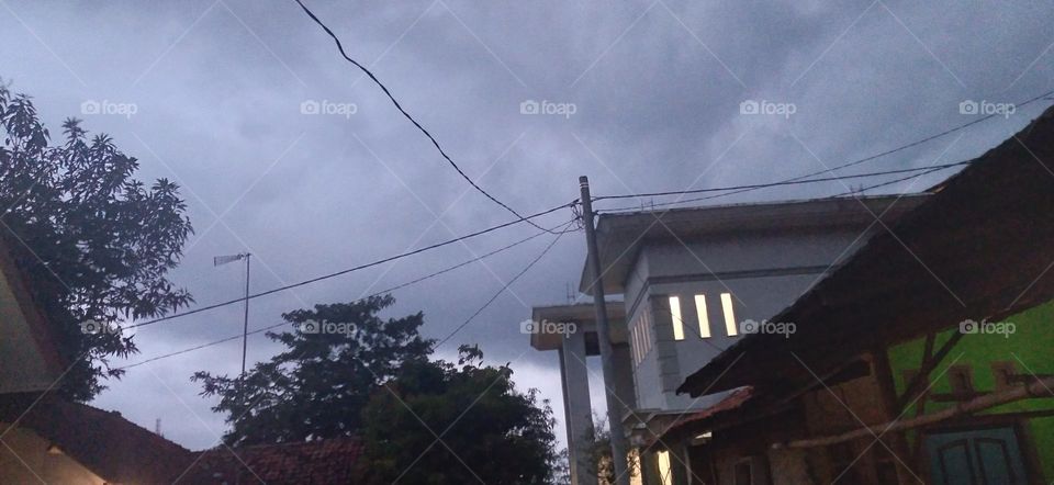 The atmosphere before sunset in the village