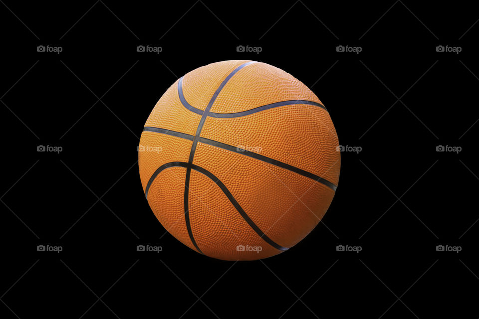 Basketball on a black background with clipping path.