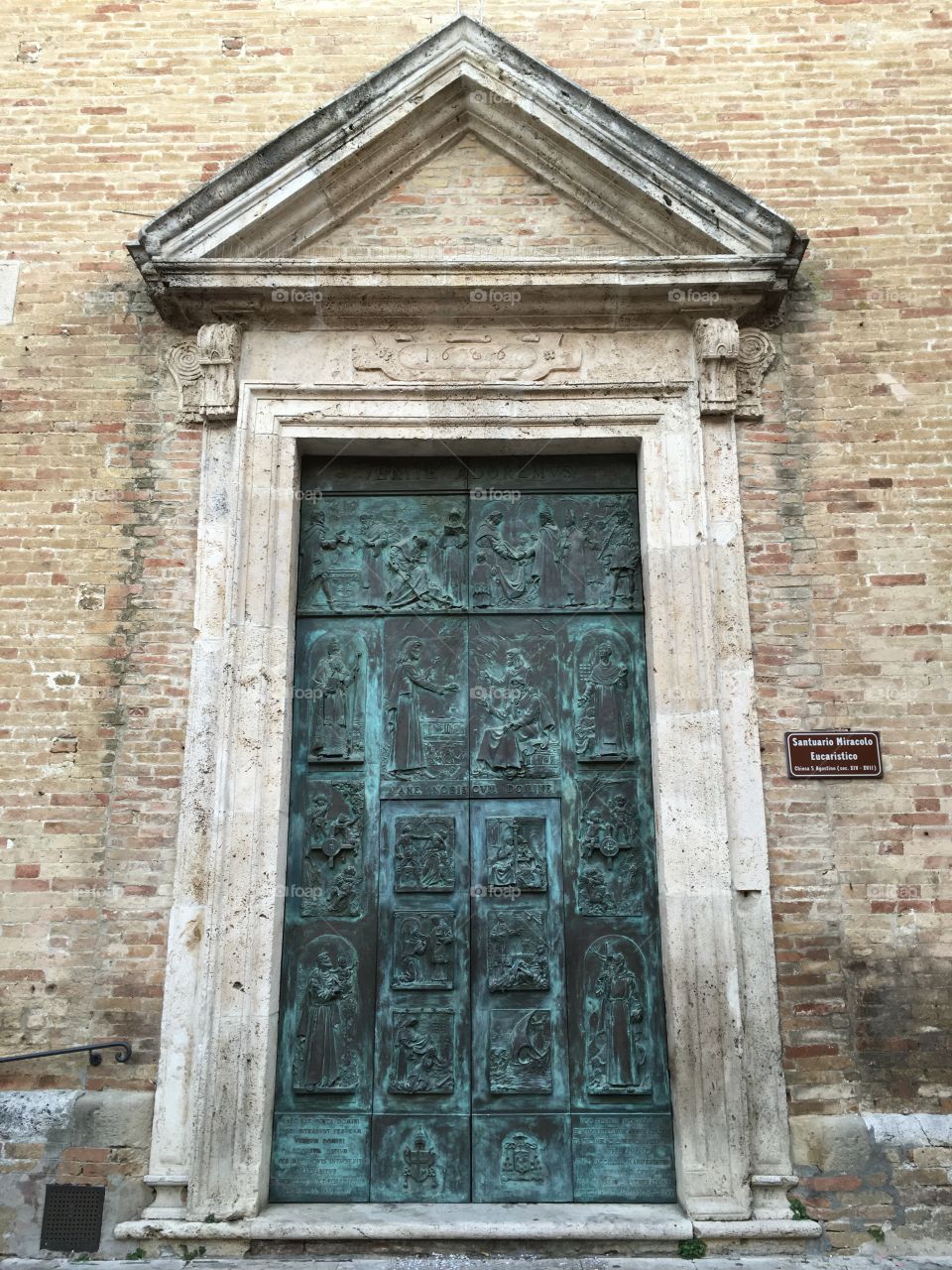 Church portal, Sant'Agostino church, Offida, Italy