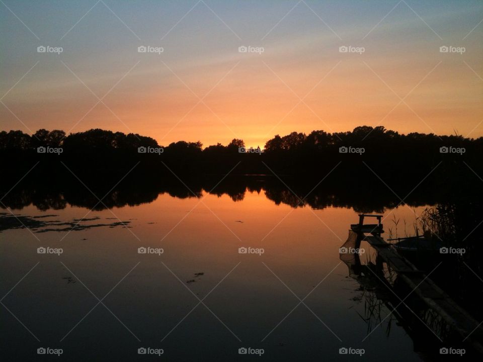 Sunset over a Polish lake