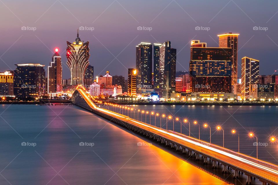 Suspension bridge at night time