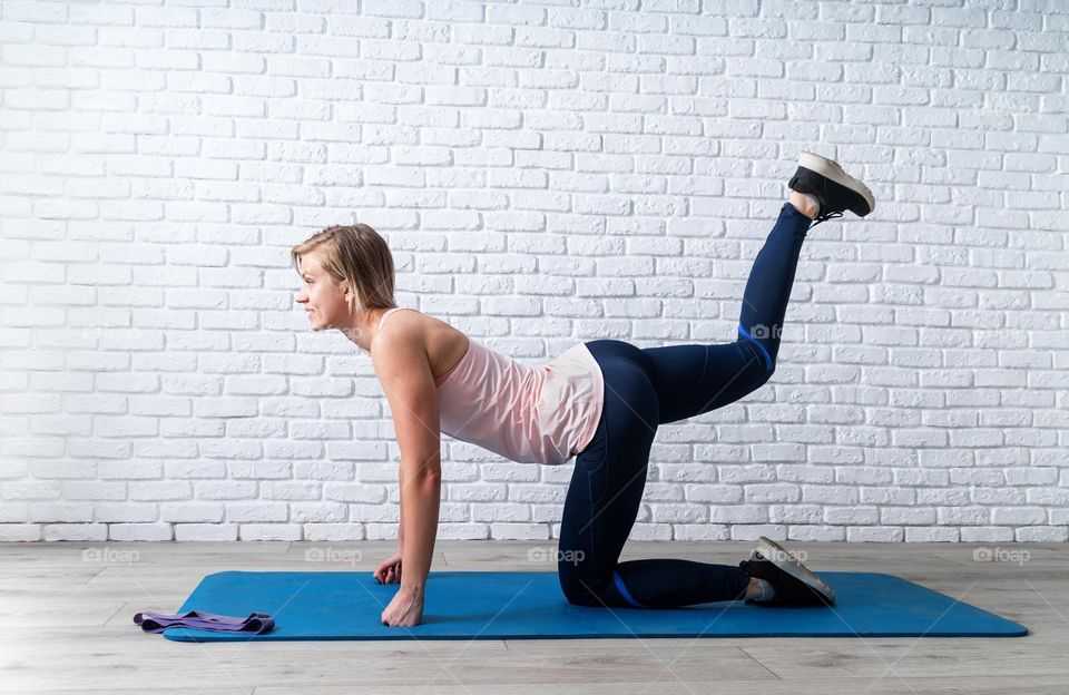 woman working out at home