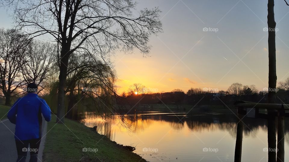 Sunset lake in Münster Germany