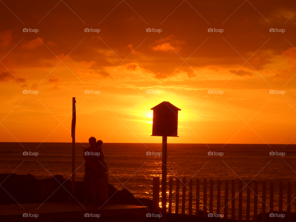 beach sky sunset orange by oneto83