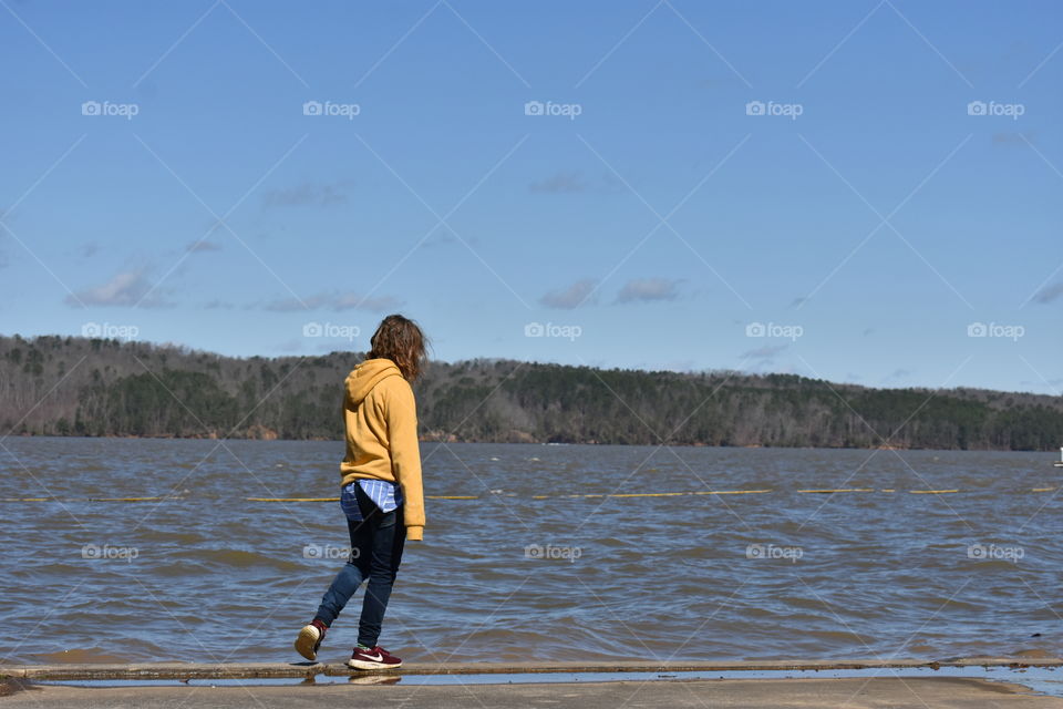 my daughter at the lake