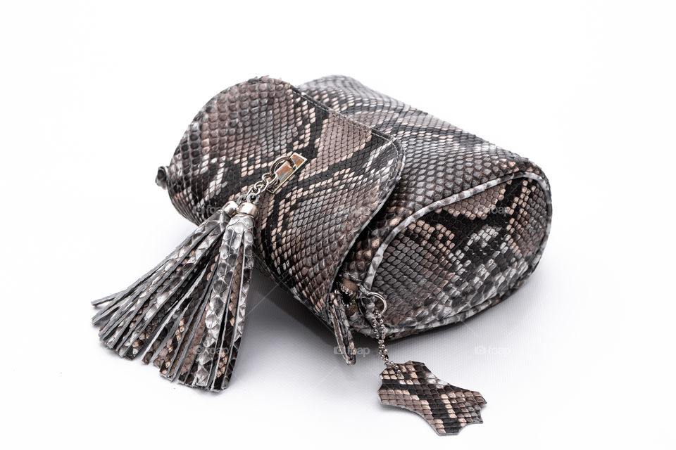 Bag made of python skin.  Handwork.
