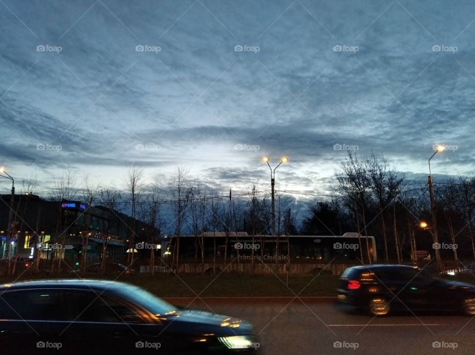 Cloudy evening in Bucharest.