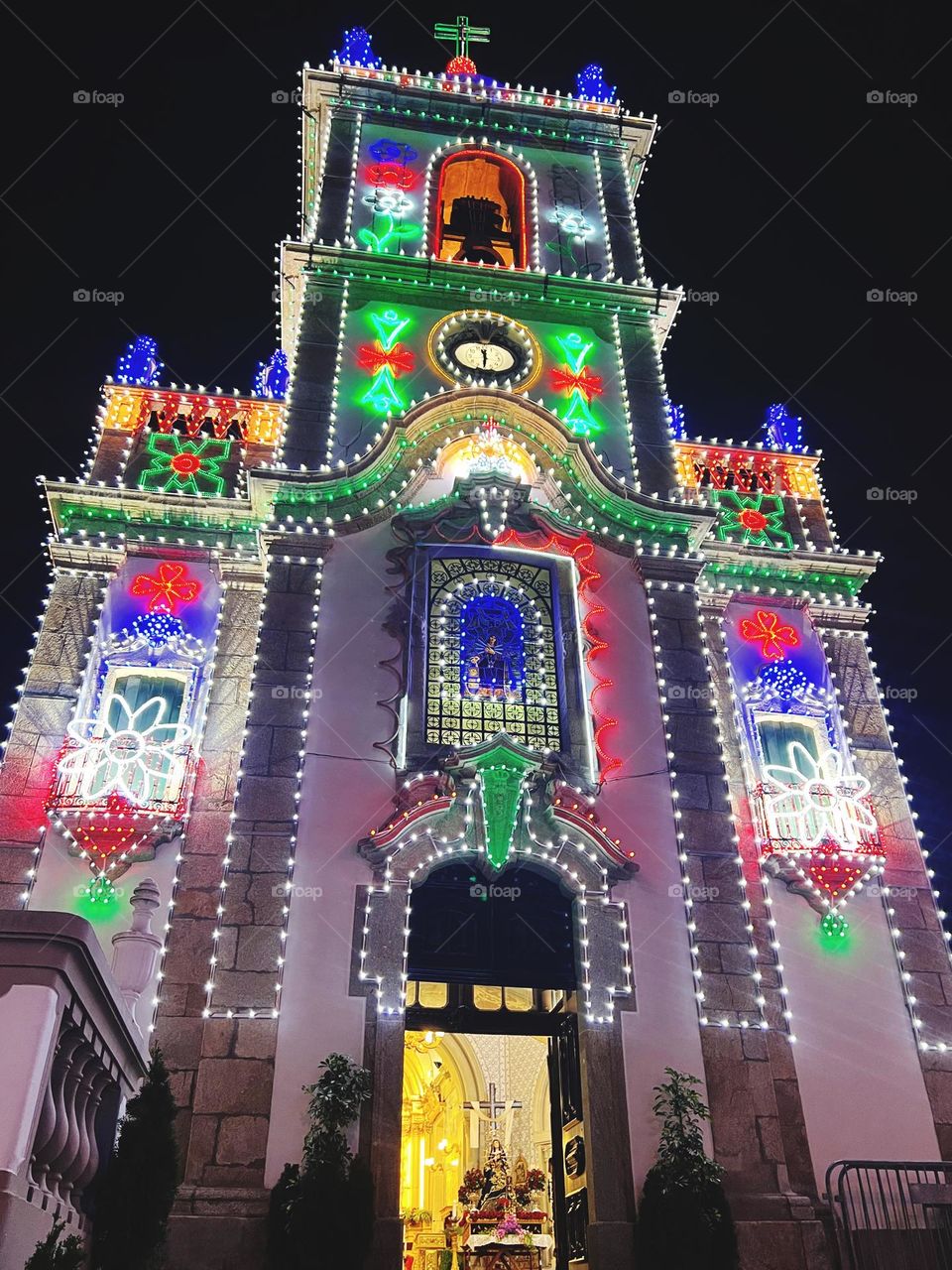 Church under decorations for the event 