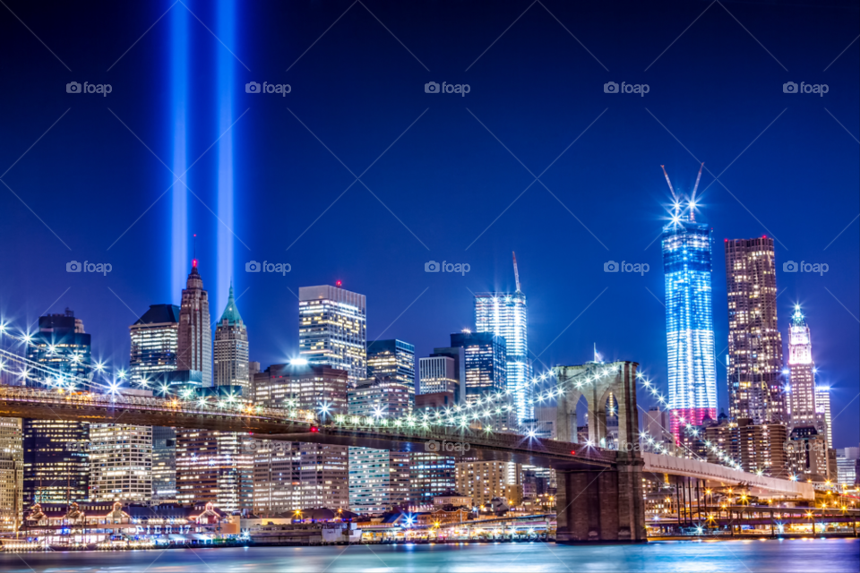 night skyline lights hdr by stockelements