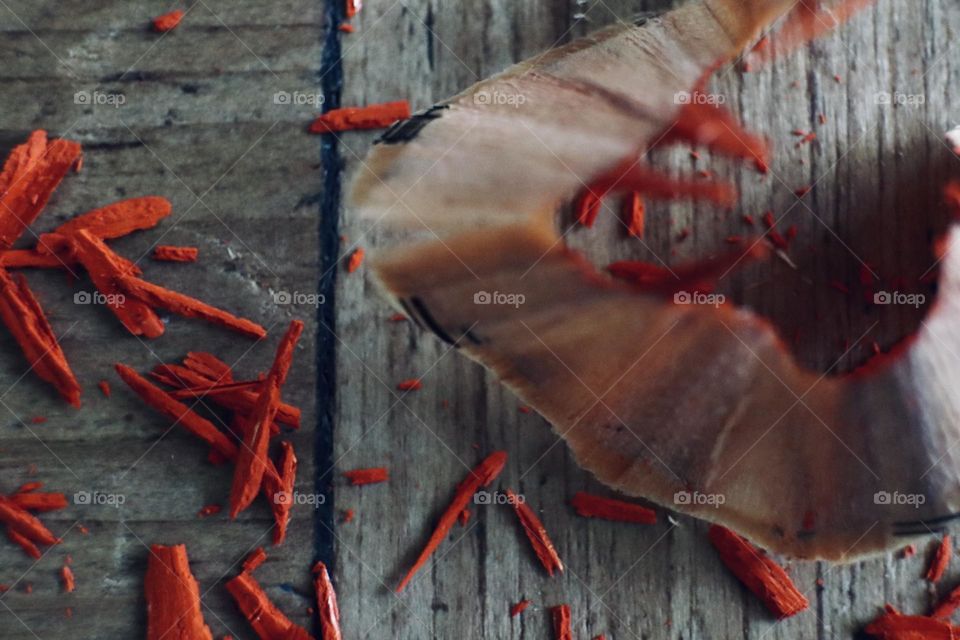 Orange pencil shavings 