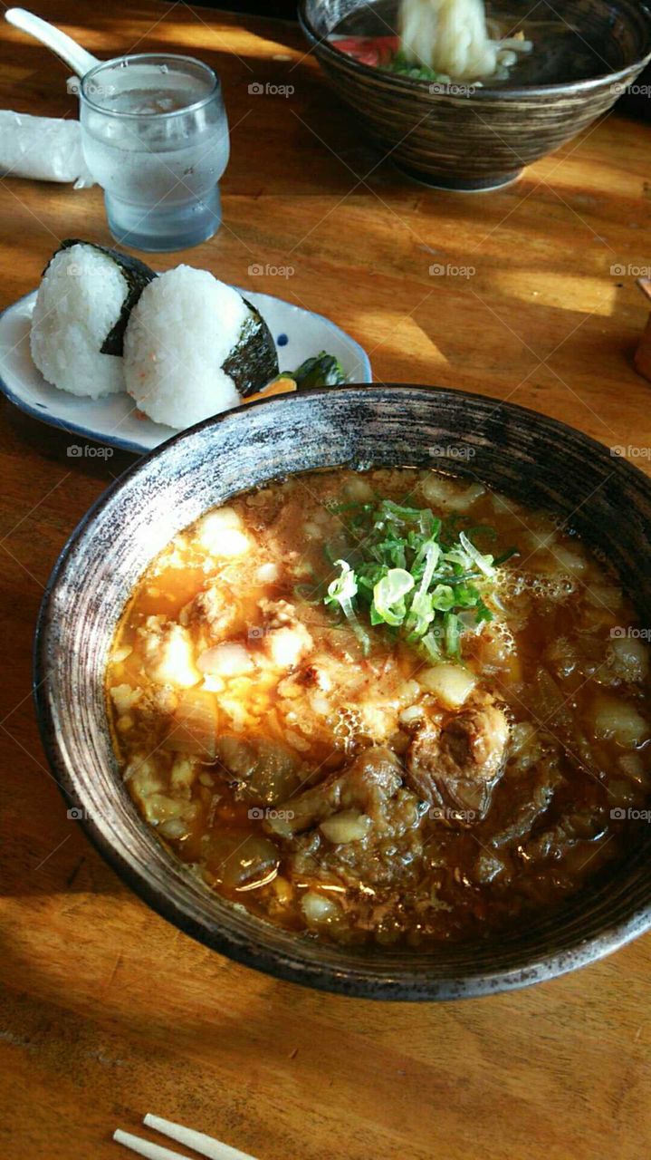 curry-UDON,onigiri,japanese lunch menu