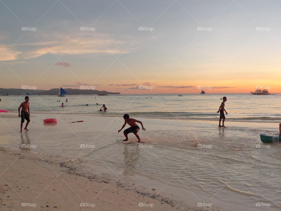 Playing in the beach 