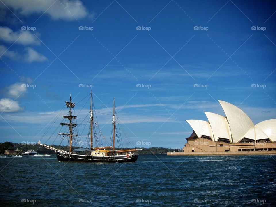 Sydney Opera House and Sail Boat