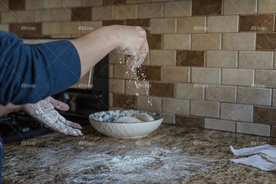 About to knead a bread dough.