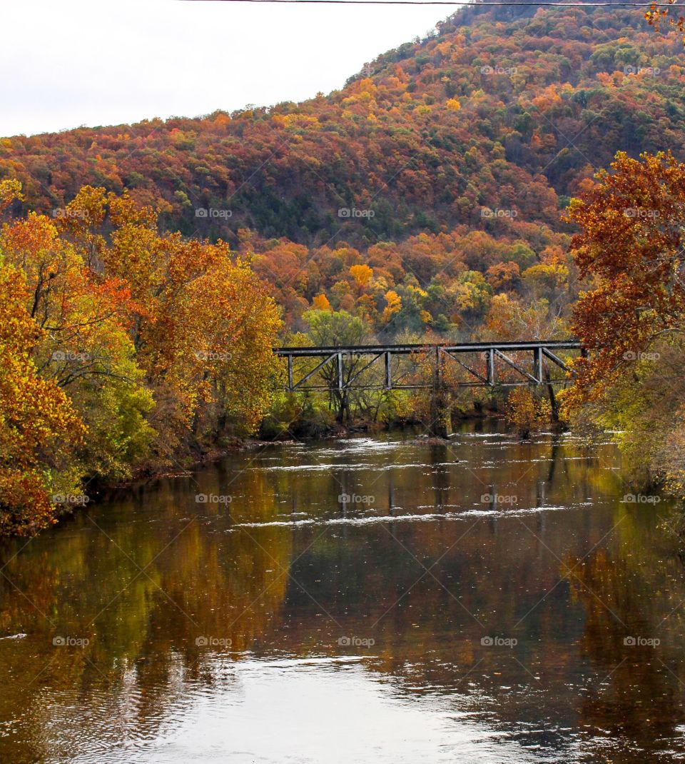 Railroad Trestle Over the Shenandoah River in Autumn