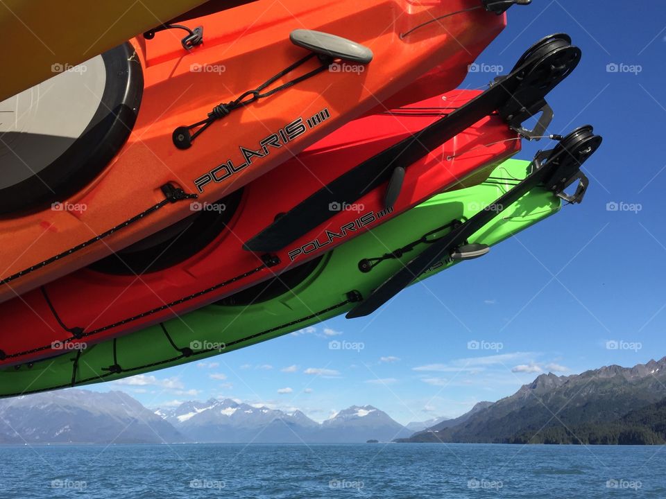 Kayaks in Prince William sound Alaska 