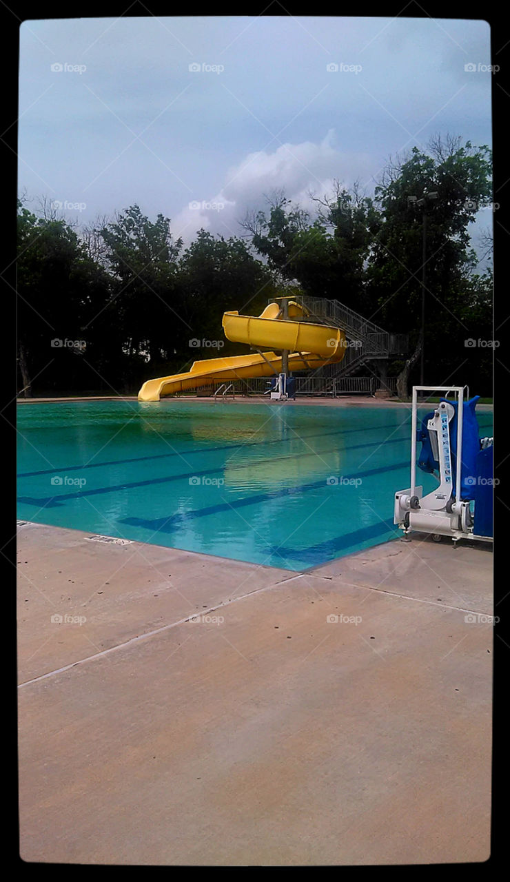 tunnel slide. this is a picture of our local pool