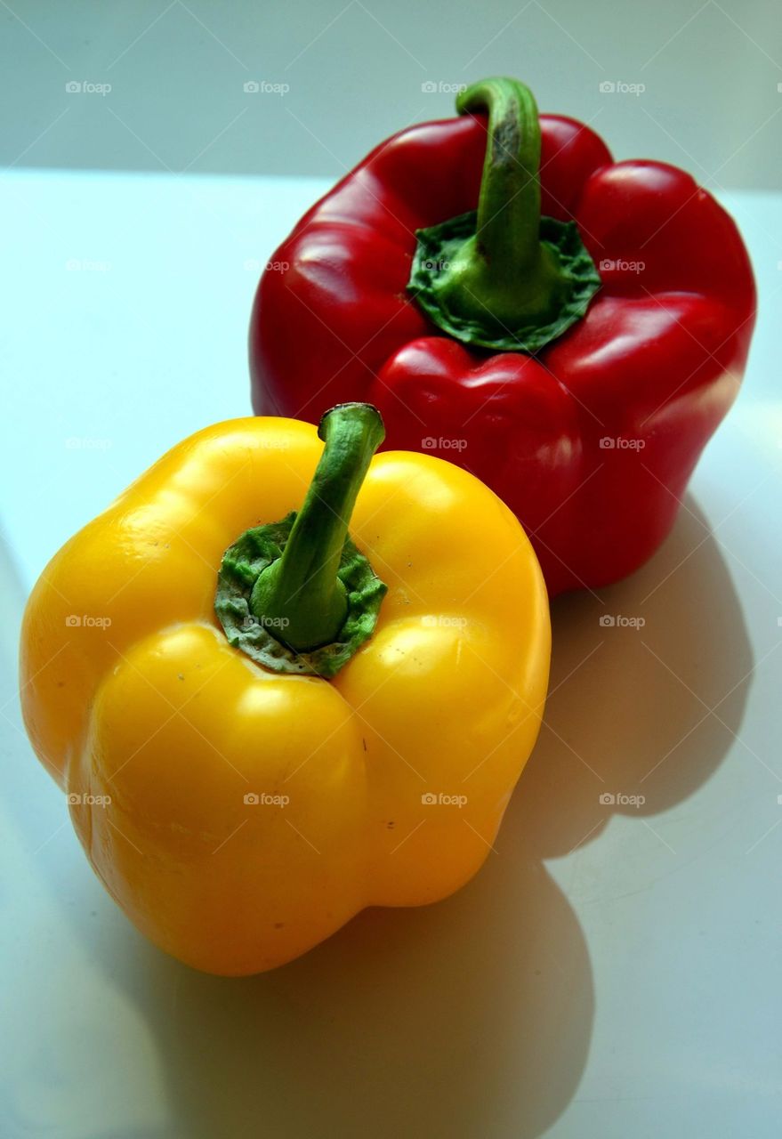 Peppers, yellow, red, food,