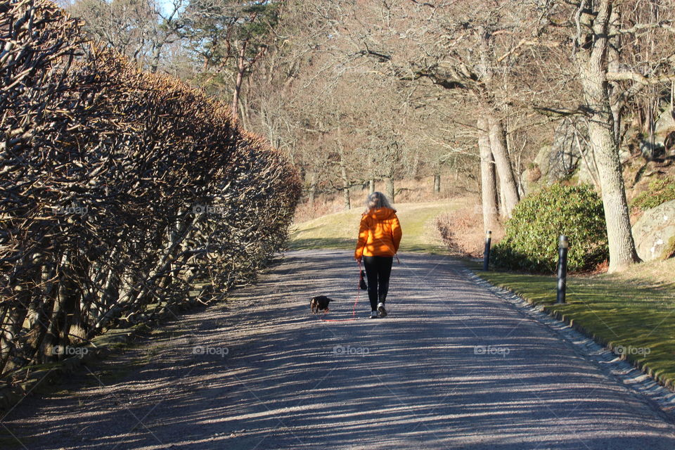 Woman Walking her dog