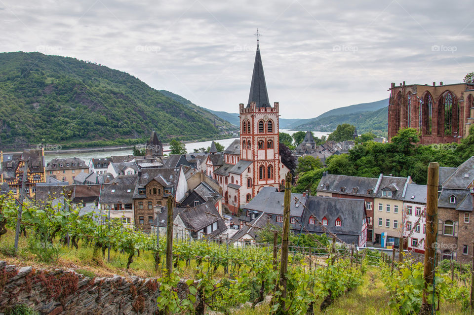 Overview of bacharach, germany , europe