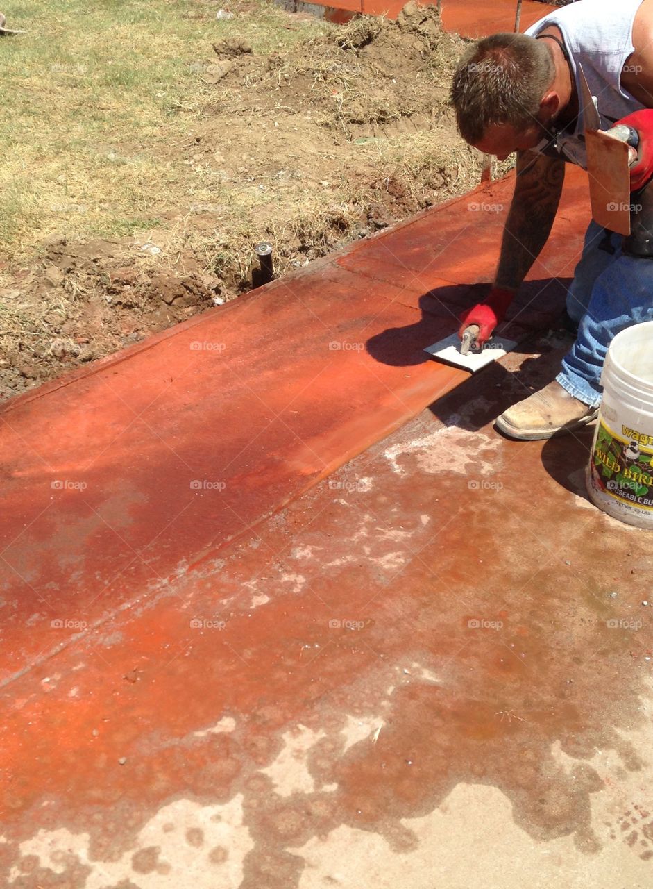 Staining and trowel work