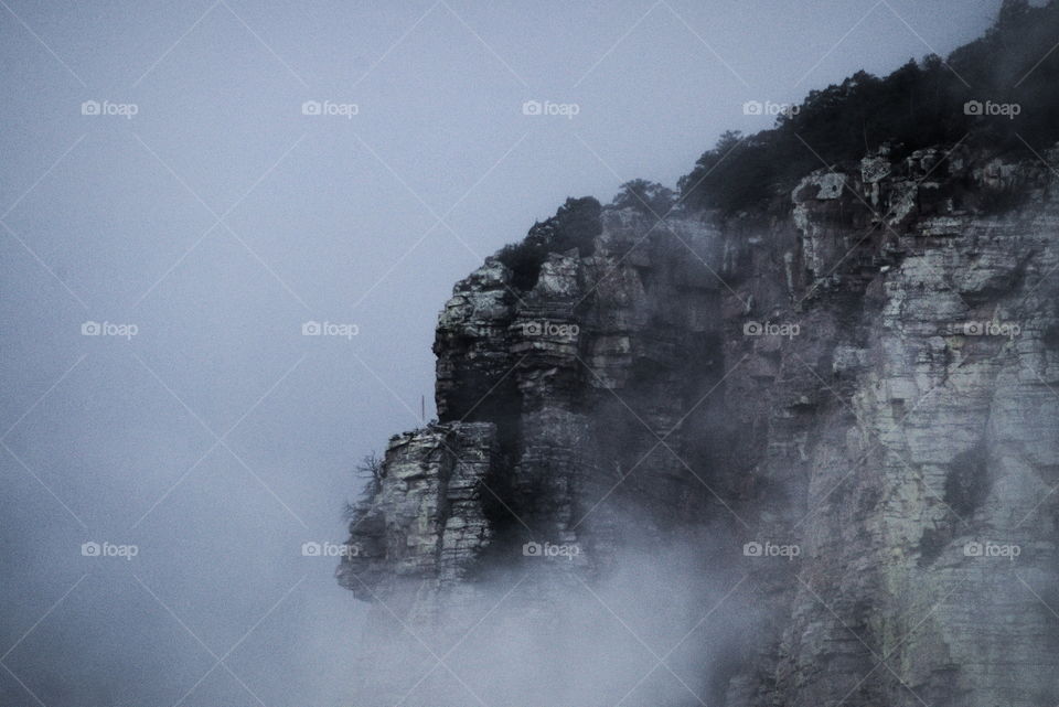 Foggy mountain cliff soooky