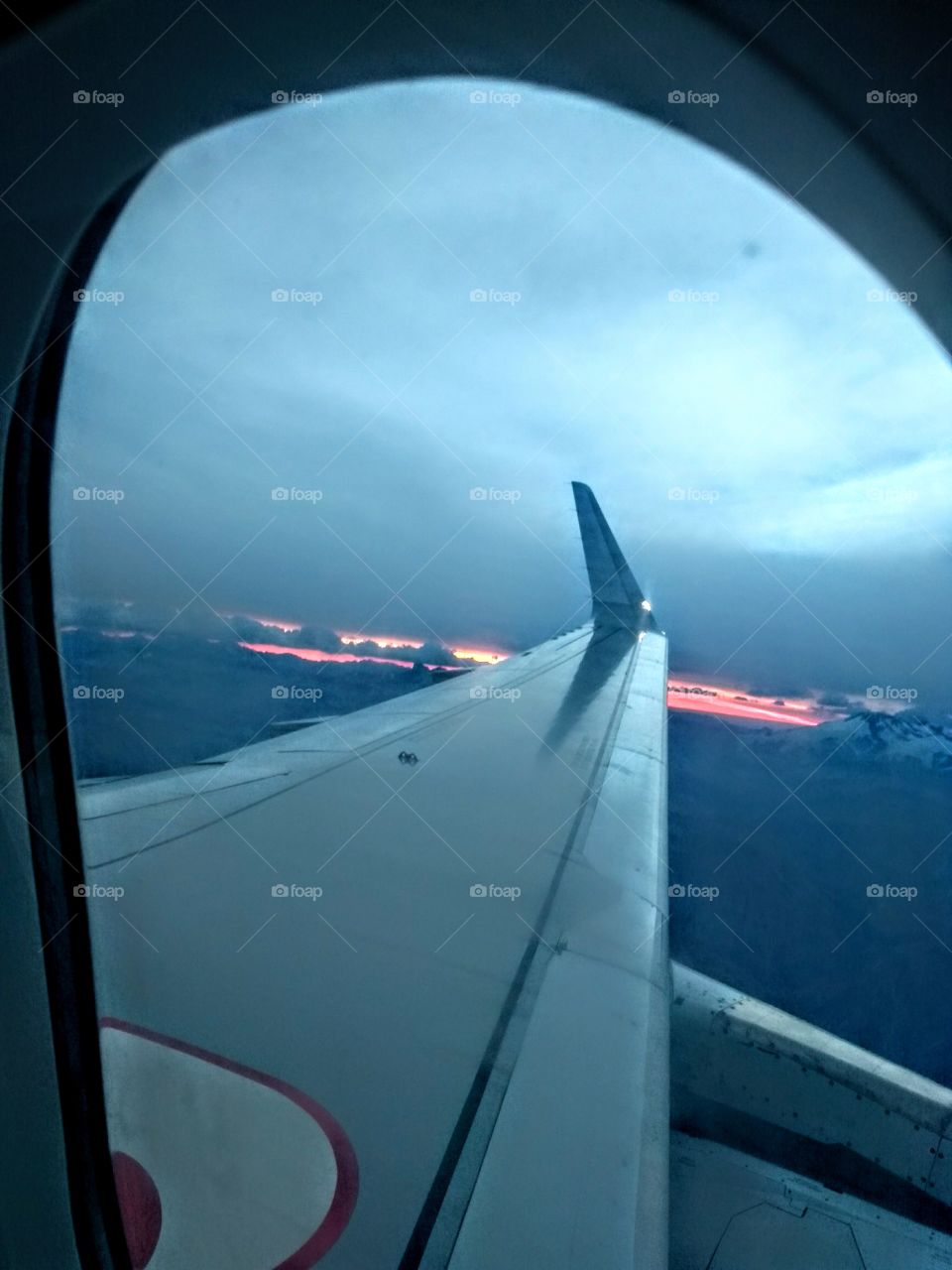 Pôr do sol em voo para o  Chile