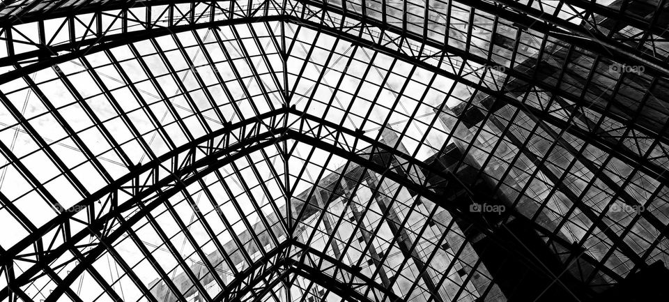 black and white architecture of roof
