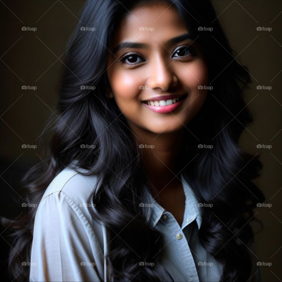 Full Face half profile type of a portrait of a Indian female